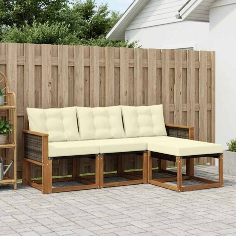 vidaXL Set di divani da esterno con cuscino 4 pcs Naturale e