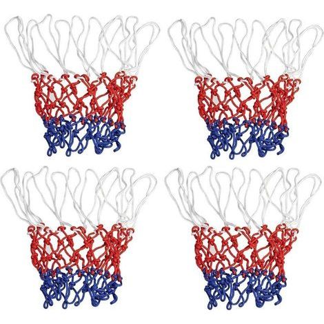 pair 4 pcs Filet de Basket-Ball en Nylon pour Match/Formation/Divertissement - Rouge/Blanc/Bleu 12 Boucles Basketball Net Convient pour Panier de Basket Intérieur ou Extérieur-Fei Yu