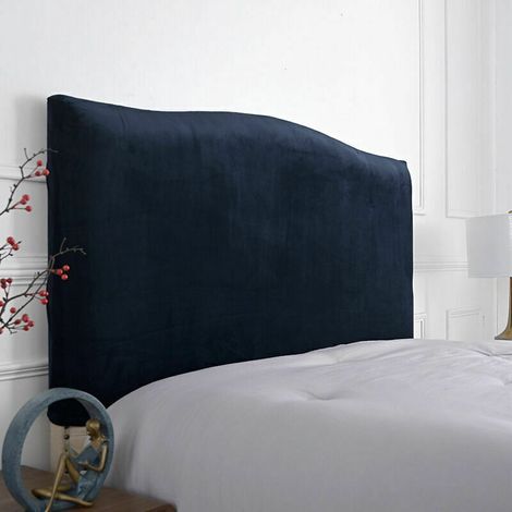 Tigrezy – Housse de tête de lit élastique 150 cm – Pour têtes de lit 140-170 cm – Tissu 94% polyester, 6% spandex – Lavable, bleu marine (1/5)