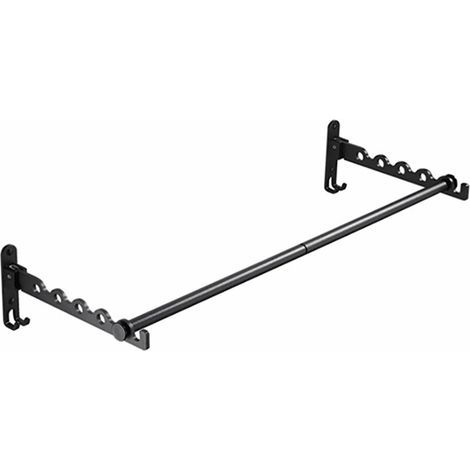Wandkleiderständer, klappbare Kleiderstange, Wandkleiderbügel, Metall-Wandkleiderständer, Wäscheständer für Schlafzimmer/Badezimmer, 80 cm lang, Schwarz (1/5)