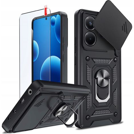Funda para Xiaomi Redmi Note 14 5G con anillo deslizante blindado + cristal 9H (1/5)