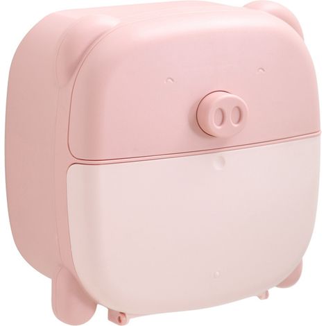 Porte-serviettes mural rose cochon mignon, boîte à mouchoirs en carton grand espace, support pour papier toilette salle de bain (1/5)