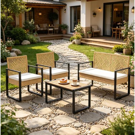 Salon jardin modulable 4 places aspect bois OKMYHOME (1/5)