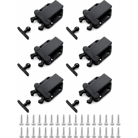 6Sets Loquets à Libération Tactile, Poussoir Porte Placard Équipé de vis, Fermeture Porte Placard Sans Poignée Pour Meubles Armoires Et Tiroirs Solution Discrète Et Fonctionnelle (1/5)