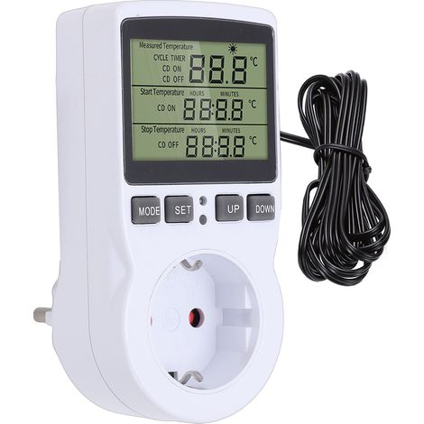 Contrôleur de température numérique, affichage LCD, compte à rebours, prise de sortie de Thermostat avec minuterie pour l'électronique industrielle, automobile et domestique (1/5)