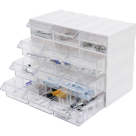 Boîte de rangement transparents, organisateur pour vis, écrous, boulons et petites pièces – Coffret d'outils de bricolage (12 tiroirs) (1/5)