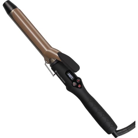 Hair Curler with LCD Display, 30 Seconds, Fast Heating, 60℃ to 230℃, Aluminum Ceramic Curling Iron with Clip, for All Hair Types, Cable (1/5)