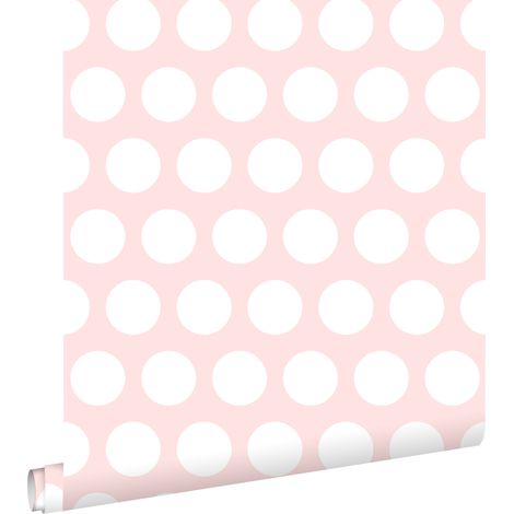 papier peint à motif de petits points blanc et rose clair - ESTAhome (1/5)