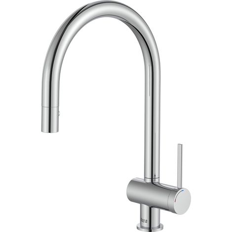 ROCA A5A811FC00 ONA Grifo Monomando Cocina con Caño Extraíble Giratorio y Función Ducha para Aclarado Cromo - ref: A5A811FC00 (1/2)