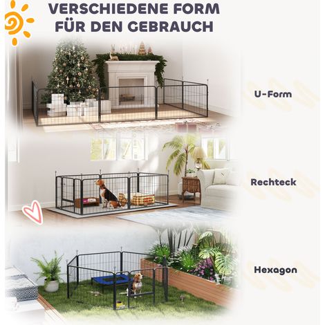 Coffre de mise bas pour chiots, enclos pour chiots avec 7 panneaux, 2 zones, tapis de mise bas lavable, 203x102x60cm Noir (1/4)