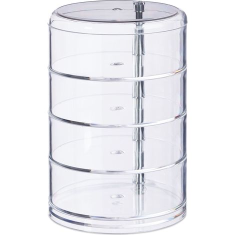 Pratico organizer per cosmetici rotondo 4 scomparti girevoli bagno 20 x 20 x 30 cm in acrilico trasparente 130004066