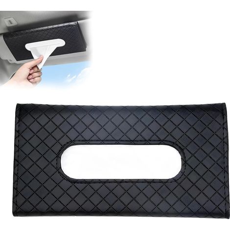 Porte-mouchoirs pour voiture 2 pièces - Organisateur de mouchoirs pour voiture Poche pour serviette pare-soleil Distributeur de mouchoirs pour visière de voiture Porte-mouchoirs en cuir PU pour siè (1/5)