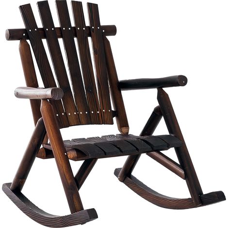 Outsunny Schaukelstuhl mit Armlehne, Wetterfest, Massivholz Verkohlt, 97 x 69 x 93cm