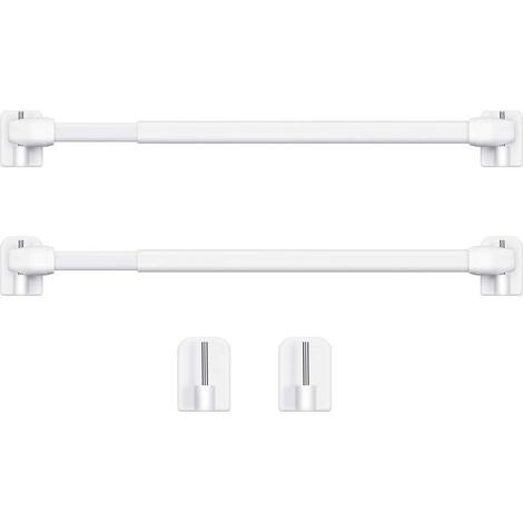 Tringle à Rideau en Plastique Réglable Tringle à Rideau Extensible pour Fenêtre Barres d'Armoire Tige de Tension Crochets de Tringle à Rideau Adhésive, 40-60cm (Blanc,2pcs) (1/5)