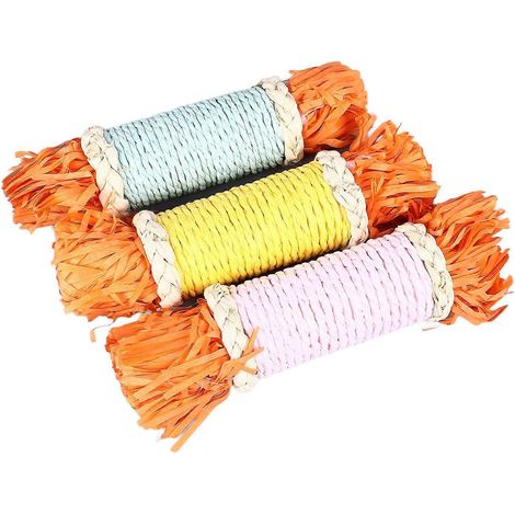 Ensemble de 3 jouets de dentition en forme de lapin, composé de tubes en papier coloré, sûr et non toxique, qui soulage l'ennui et aide à la poussée dentaire. (1/5)
