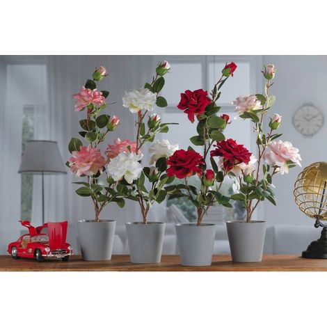 VASO CON ROSA 3 FIORI E 3 BOCCIOLI D.11XH55CM IN 4 (1/5)
