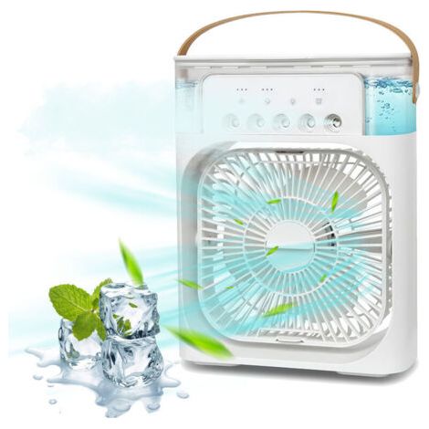 royaluxe -Ventilateur et brumisateur extérieurVentilateur de climatiseur portable, 4 sur 1 mini ventilateur de refroidissement personnel avec spray a brume d'eau, 3 vitesses evaporative Air refroidiss (1/5)