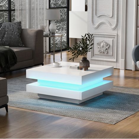 Tavolo salotto quadrato LED Bluetooth 70x70 cm OKMYHOME (1/5)