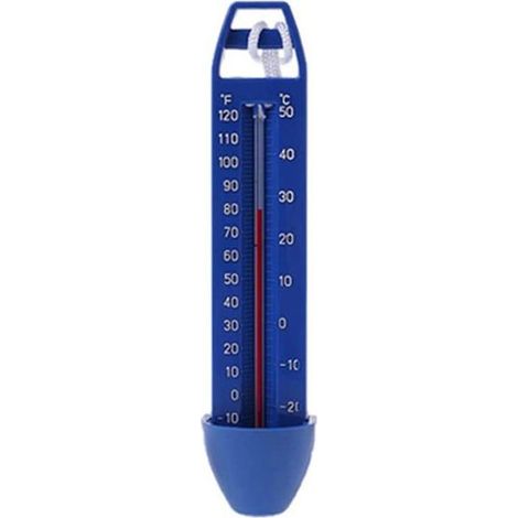 Thermomètre de piscine flottant bleu - étanche, °C/°F, avec corde (1/4)