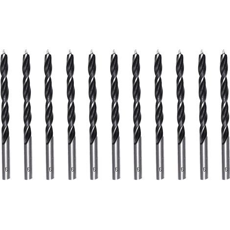 Lot de 10 forets à bois 6 mm en acier au carbone professionnel noir , perçage efficace et propre , pour menuiserie et bricolage (1/5)