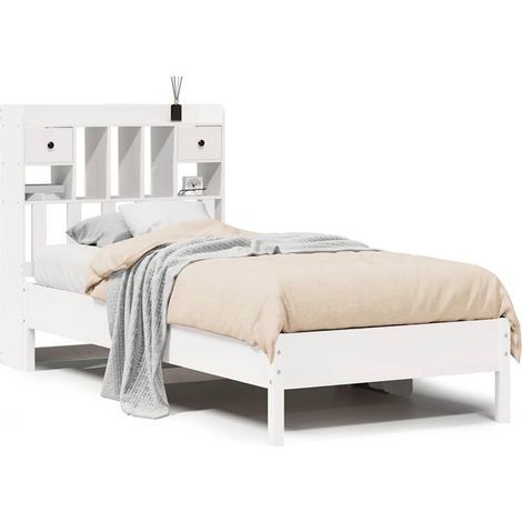 Maison Exclusive - Lit bibliothèque sans matelas blanc 90x190cm bois de pin massif (1/5)