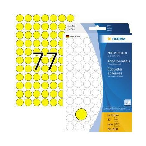 HERMA Markierungspunkt 2231 13mm Papier gelb 2.464 St./Pack. (1/4)