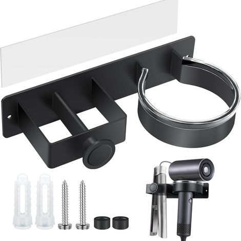 Wall-mounted hair dryer bracket, no drilling required, stainless steel, for hair salons (1/3)