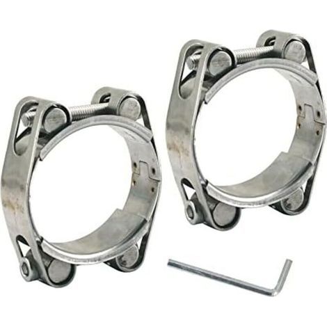 Hochleistungs-Doppelkopf-Schlauchschelle aus Edelstahl 304, doppellagig, Bandbreite 45-55 mm, 20 mm (2 Stück mit Schraubenschlüssel)