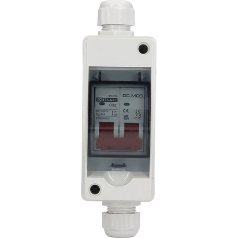 Miniatur-Gleichstrom-Leistungsschalter 2P 32A 1000V IP65 wasserdicht, transparente Abdeckung, Photovoltaik-Schutz für Wohnmobile und Solarmodule. (1/5)