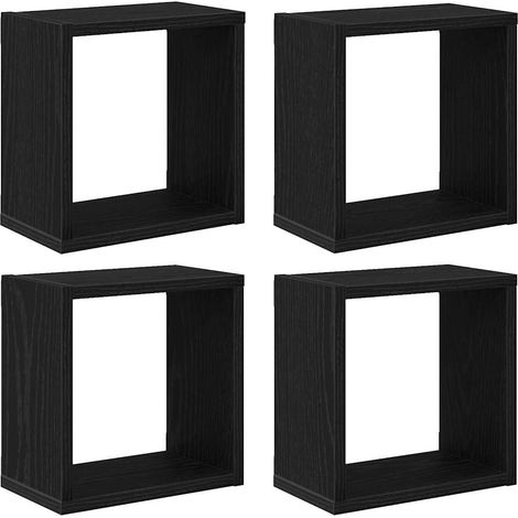 Maison Exclusive - Scaffali da parete 4 pcs Rovere Nero Legno multistrato