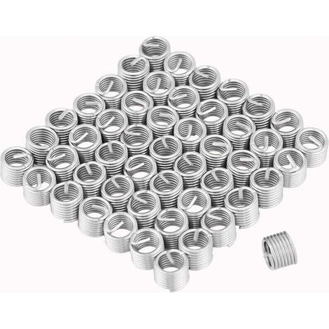 50pcs Insert de Réparation de Filetage, Helicoil M8, Insert Fileté, Inserts Filetés Hélicoïdaux en Fil d\'acier Inoxydable M8 X 1,25 X 1,5D de Lueur (1/4)