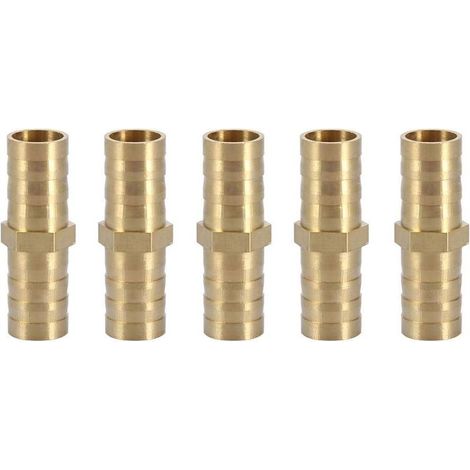 Connecteur Droit Barbelé, Adaptateur de Tuyau Droit Bidirectionnel Laiton Raccord de Tuyau Raccord de Jonction Tube Raccord 10mm(10mm 5pcs) (1/4)