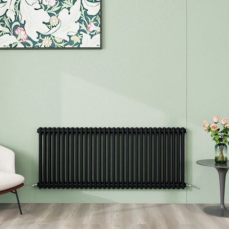 AICA 600x1460mm 2 Column Horizontal Black Radiator Central Heating Cast Iron Style
