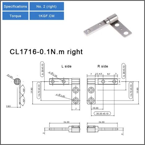 (CL1716 droite) Charnières à butée libre polyvalentes équipées d'un arbre de couple pour projets d'armoires industrielles (1/5)