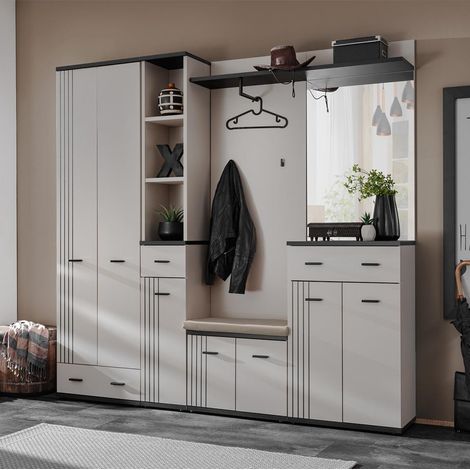 Ensemble Vestiaire 6P "Hugo" 210cm Gris & Noir
