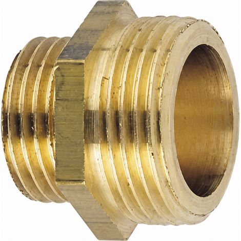 Doppelnippel aus Messing zum Anschrauben mit reduziertem Außengewinde 20x27/08x13.