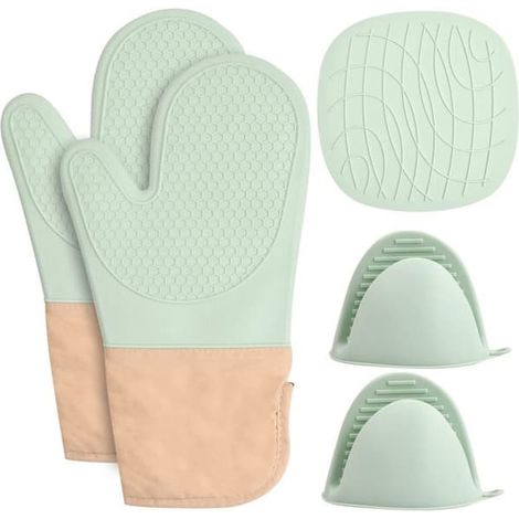 BelleRise - Gants de cuisine en silicone, gants de cuisine résistants à la chaleur, gants de cuisine imperméables (1/5)