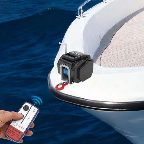 Treuil électrique, treuil de bateau/remorque 400W avec télécommande, 12V 6500 lbs treuil à câble pour bateaux de 5000 livres, véhicules tout-terrain, remorques, camions (1/5)