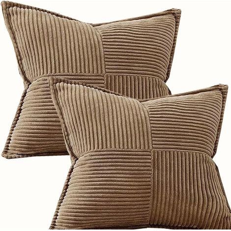 2 Pezzi Federe per Cuscini, Leggere e Lussuose, Stile Semplice, Colore Tinto Unito, Cuciture Incrociate, Bordo Orlo, Copricuscino per Divano del Salotto (1/5)