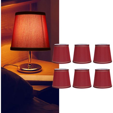Stofflampenschirm, moderner minimalistischer Stil, hellblau, bordeauxrot/dunkelgrün, Goldrand, geeignet für E14-Kerzenlampen, Stehlampen, Tischlampen, Pendelleuchten, Wandleuchten, bordeauxrot. (1/5)