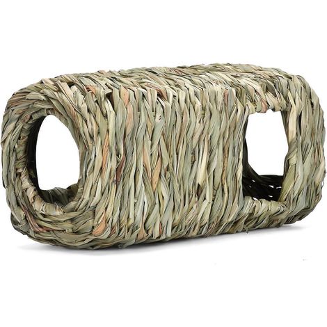 Niche en foin séché naturellement, pliable et tissée, idéale pour les lapins, cochons d'Inde, chinchillas et furets, pour jouer et dormir. (1/5)
