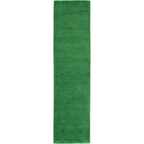 Tapis Gabbeh indien Tapis Flowy - Tapis en laine - 300x80cm, Rectangular - 100% Laine vierge - Noué main - Vert (1/4)