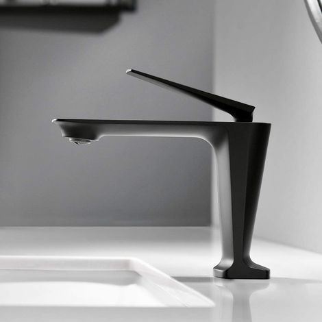 Designer bathroom mixer tap - Single lever mixer - Black (1/5)