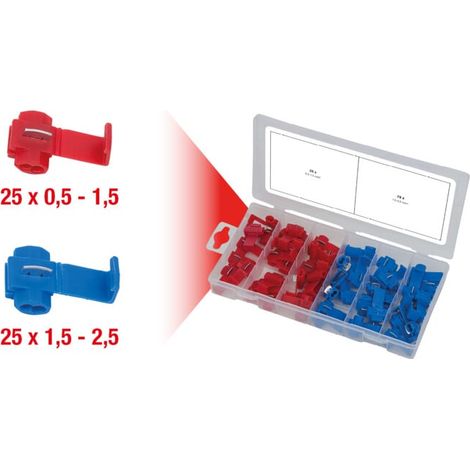 KS Tools 970.0570 Raccord de dérivation rouge, bleu 50 parties D133982 (1/5)