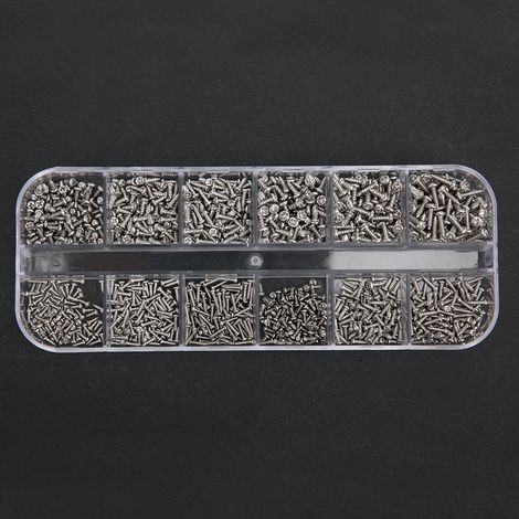1200 vis autotaraudeuses miniatures à tête ronde Phillips en acier au carbone nickelé/noir, M1, M1.2, M1.4, M1.7 1200 vis en boîte argentée – Type A (1/5)