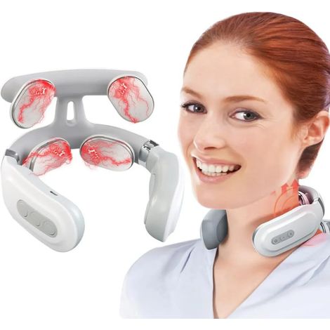 Massaggiatore per il collo, massaggiatore intelligente per il collo, con funzione riscaldante, 5 modalità, 15 livelli di intensità, massaggiatore elettrico portatile senza fili. (1/5)