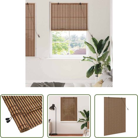 vidaXL Fensterbehandlung - Rollo mit Vorhängen Braun 100 x 160 cm Bambus (1/5)