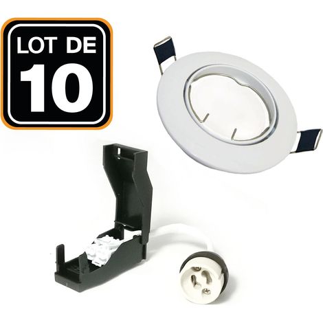 10 Douilles Céramiques GU10 Classe 2 + 10 Colerettes Orientables (1/7)