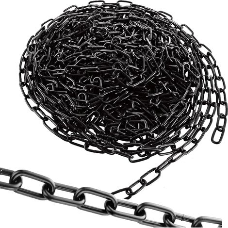 Chaîne noire 10 m 3 mm - Chaîne de sécurité pour suspendre des clôtures, chaîne à bascule, chaise suspendue, chaîne de lampe, chaîne pour chien, chaîne pivotante, séchage de la chaîne à linge en fer (1/5)