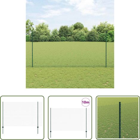 Gartenzaun - Zaun mit Pfosten Grün 1,6 x 10 m Stahl und PVC (1/5)
